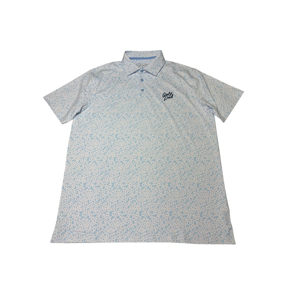 Barstool Golf Mens XL Blue Floral Daisy Golf Dad Polo Shirt Short Sleeve